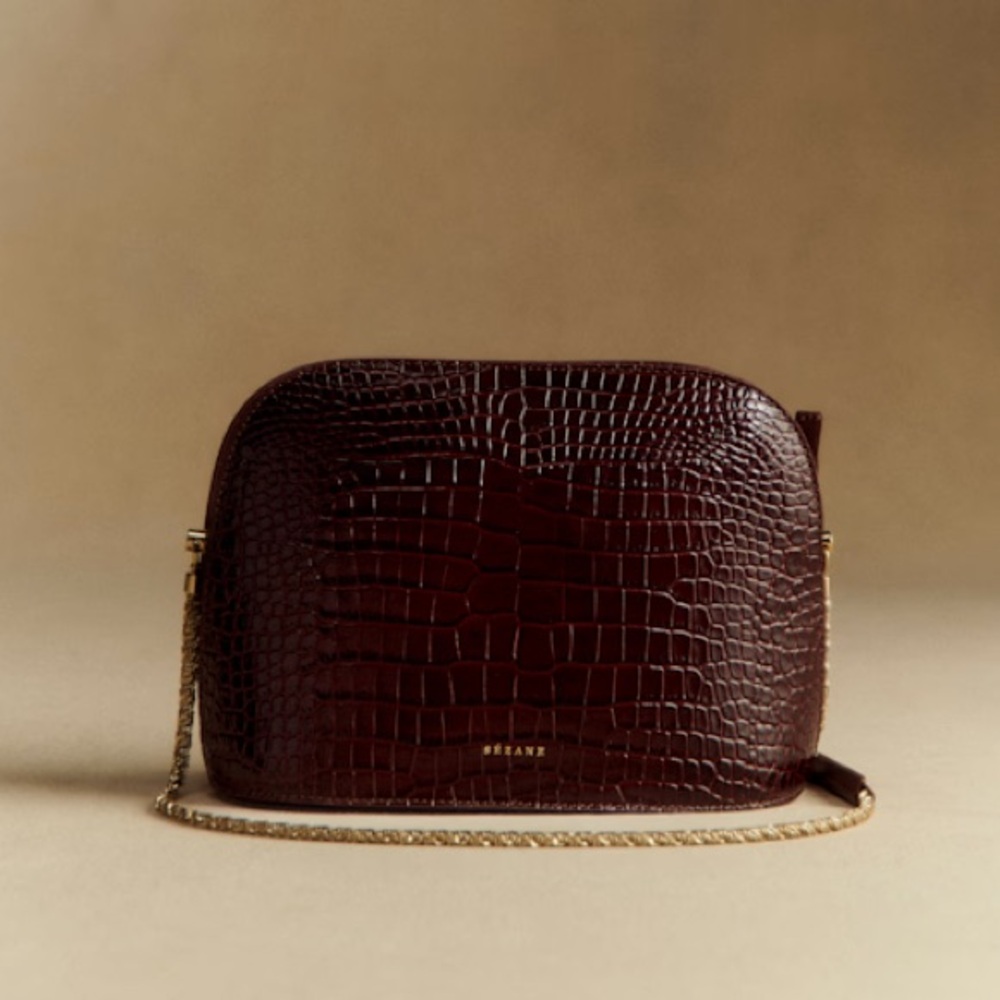 NEW Sezane Victor Crocodile Print Bag